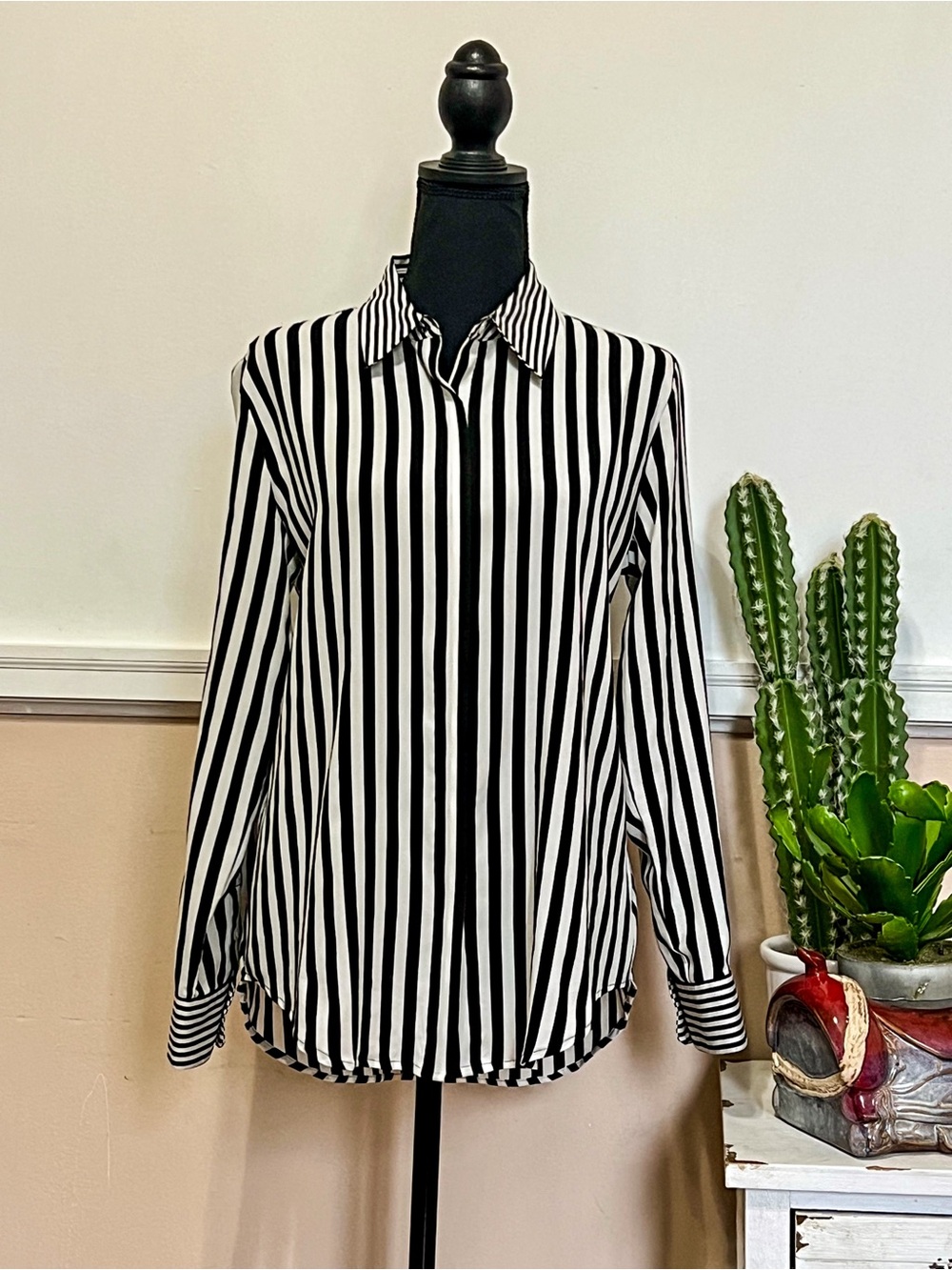 Black and White Striped Blouse